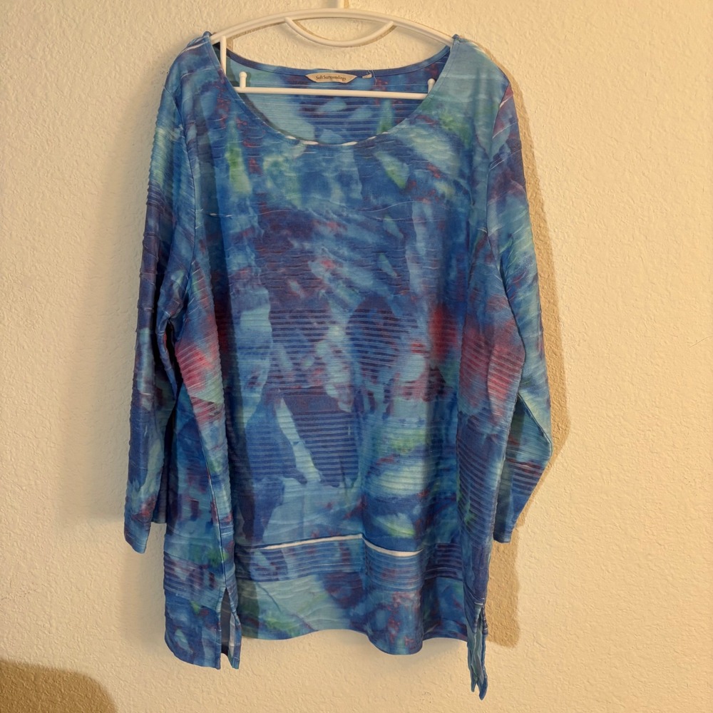 Soft Surroundings Watercolor Tunic Top Size 3X